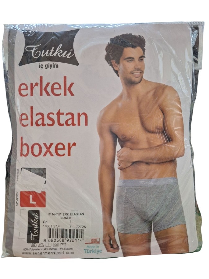 TUTKU ERKEK ELASTAN BOXER L BEDEN GRİ