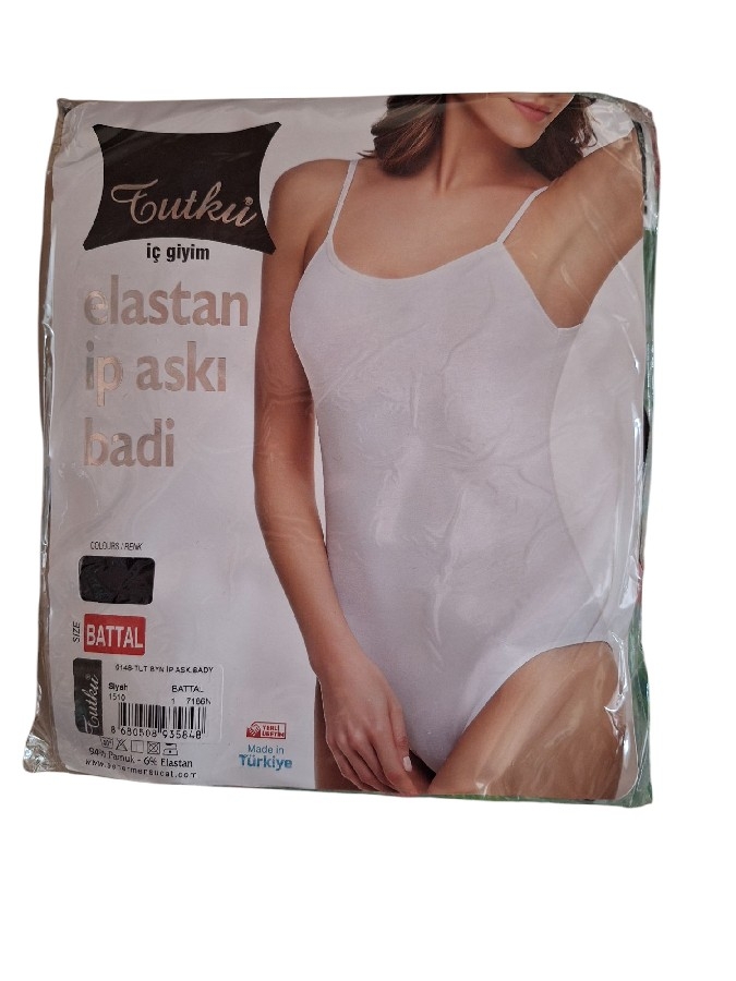 TUTKU BYN İP ASKILI BADY BATTAL SİYAH RENK ÇITÇITLI ATLET ADET FİYATI