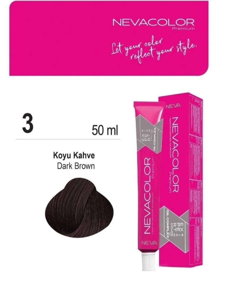 NEVACOLOR KOYU KAHVE SAÇ BOYASI 3 NUMARA